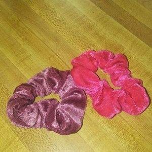 Hot pink scrunchie and Fushia Scrunchie(velvet)
